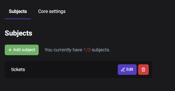 Subject settings